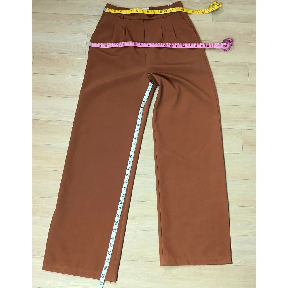 SOLD Princess Polly Pants Womens 6 Rust Fiesta Slits Old Money High Waist Baggy - Picture 5 of 9
